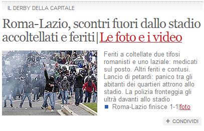 scontri derby roma corriere