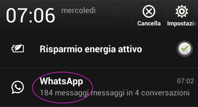 notifiche Whatsapp