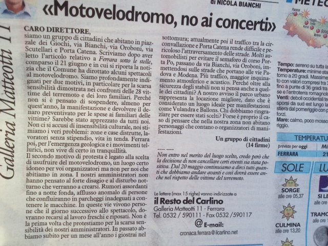 giornale ferrara motovelodromo