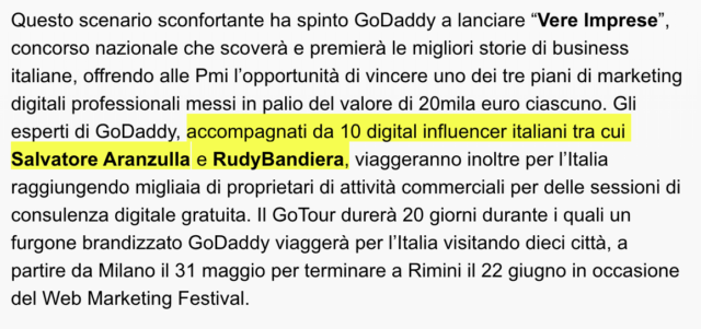 rudy bandiera salvatore aranzulla rimini godaddy