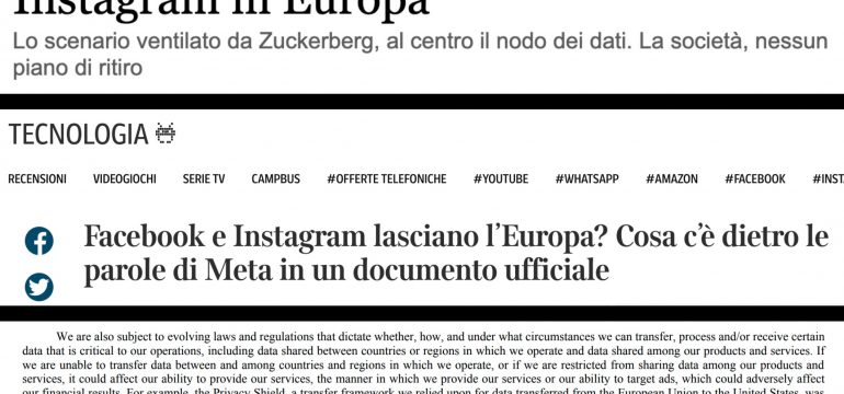 Chiuderanno Facebook e Instagram in Europa?