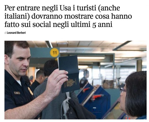 Vuoi visitare gli Stati Uniti? Preparati a mostrare i social